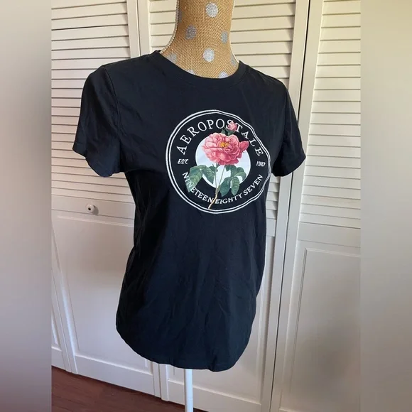 Aeropostale crewneck T-shirt circle logo size extra large, black soft - Picture 3 of 7